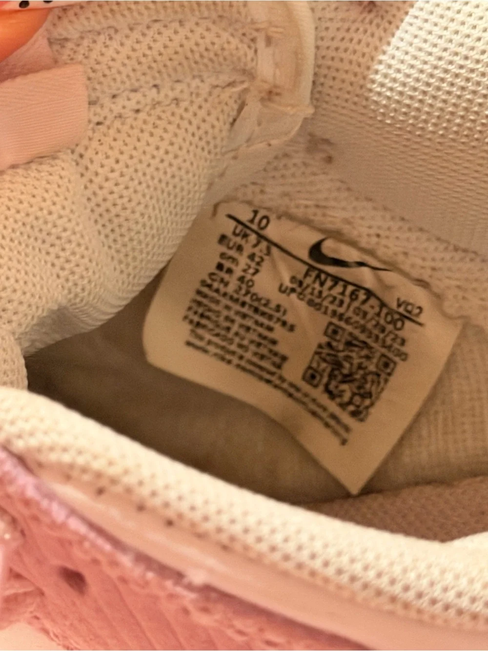 Nike Pink and White Low-Top Sneakers